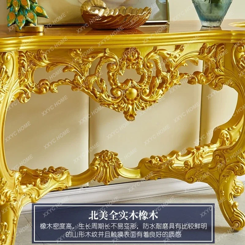 European solid wood entrance American luxury wall decoration table shelf gold