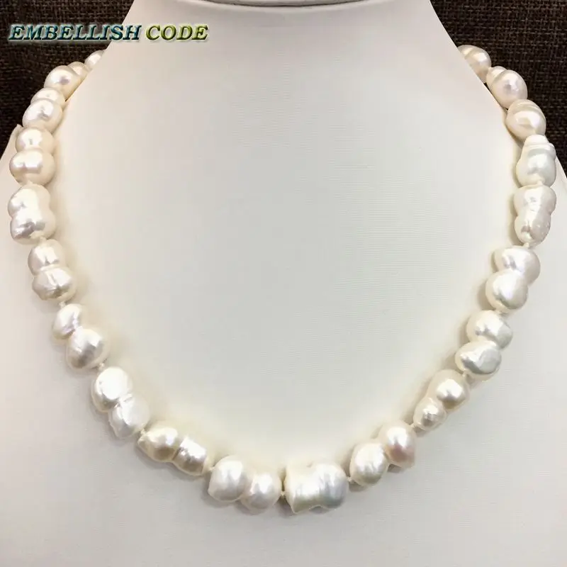 Selling Well Good Quality Baroque Keshi Style Peanut Shape Real Freshwater Pearls Statement Necklace White Fine Jewelry Special