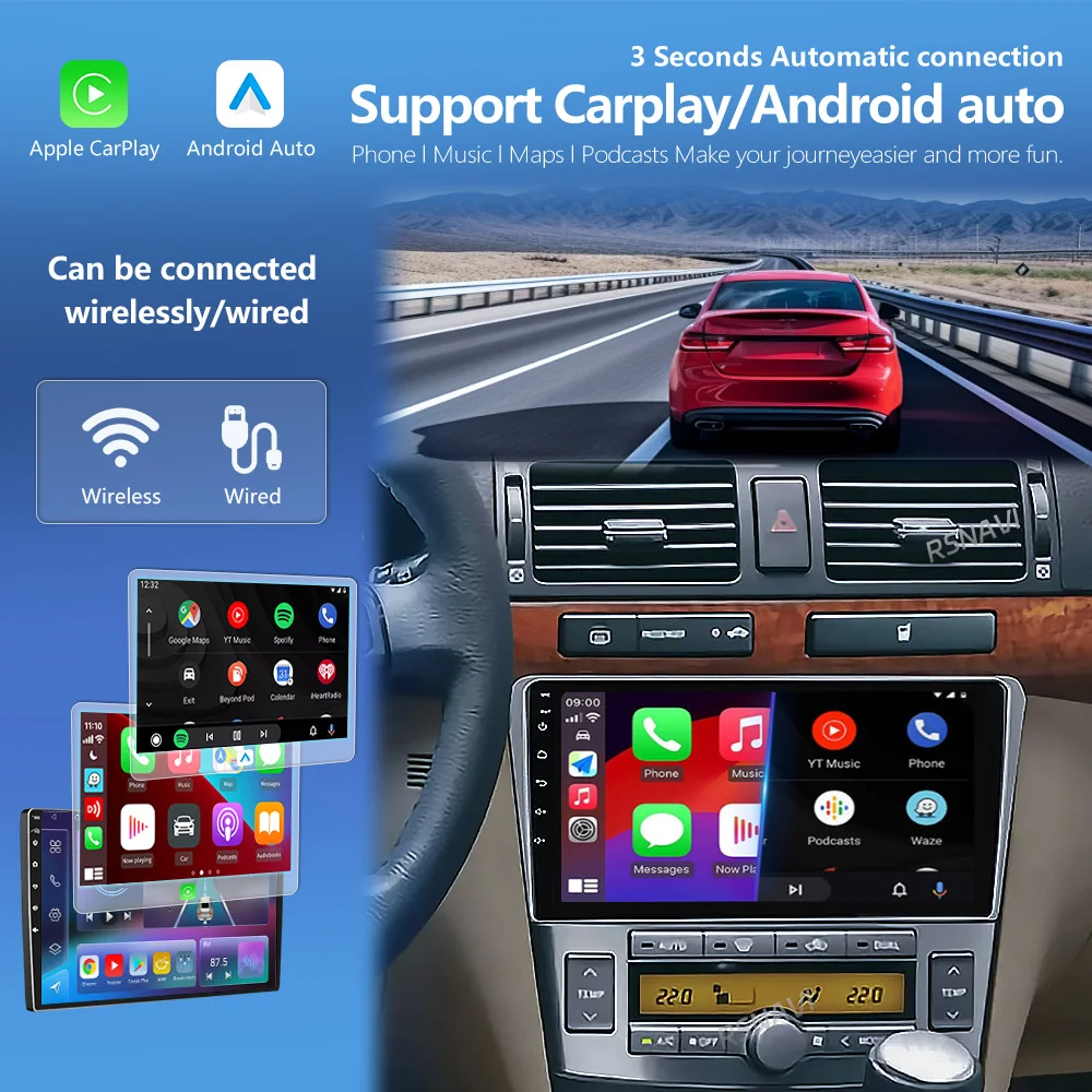 Android 16 Carplay Auto 2K Screen Car Player Radio BT Multimedia For Toyota Avensis T250 2 II 2003 - 2009 2Din Autoradio Stereo view 2
