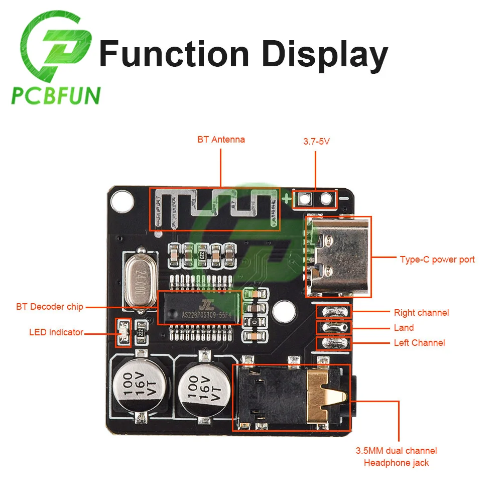 Placa receptora de Audio para coche, módulo de música estéreo inalámbrico, Bluetooth 5,0, MP3, sin pérdidas, 3,7-5V, 1-10 unidades