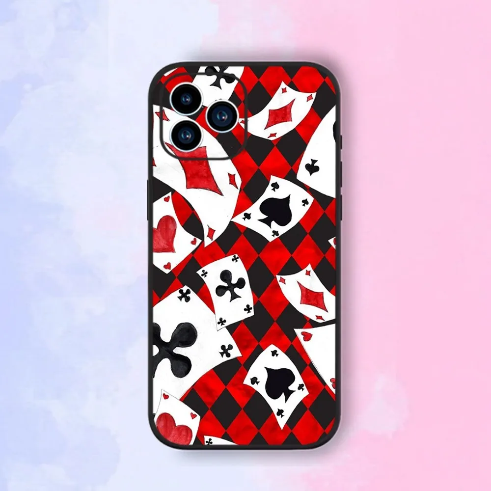 Poker Playing Card Phone Case For iPhone 15,14,13,12,11,XS,XR,X,8,7,Pro,Max,Plus,mini Silicone Black Cover