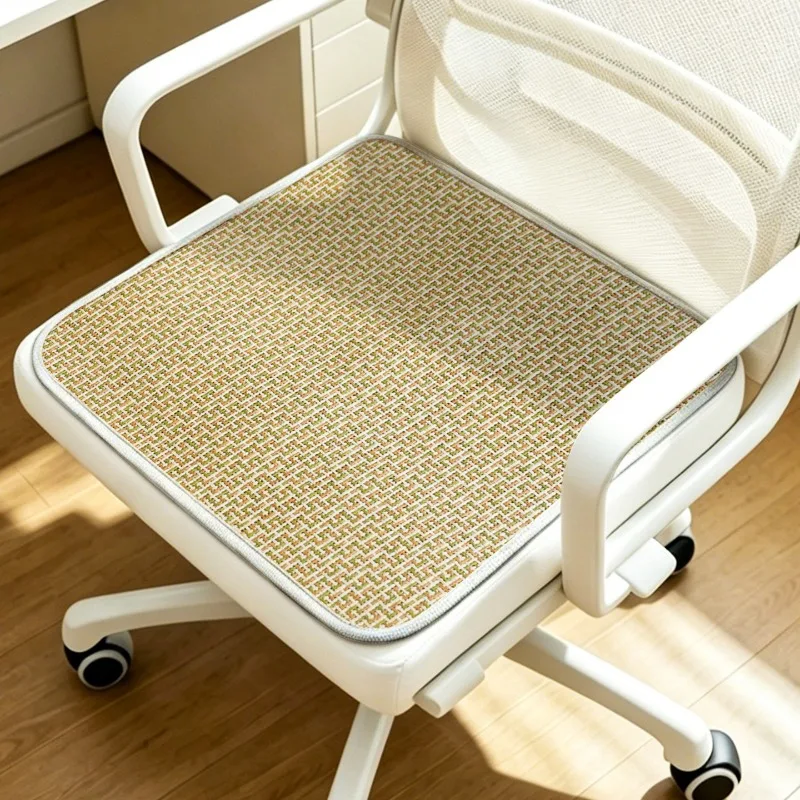 Summer Ice Silk Rattan Bamboo Cooling Seat Cushion Breathable Non Slip Comfort Chair Pad For Office Dining Stool Car Home Sofa