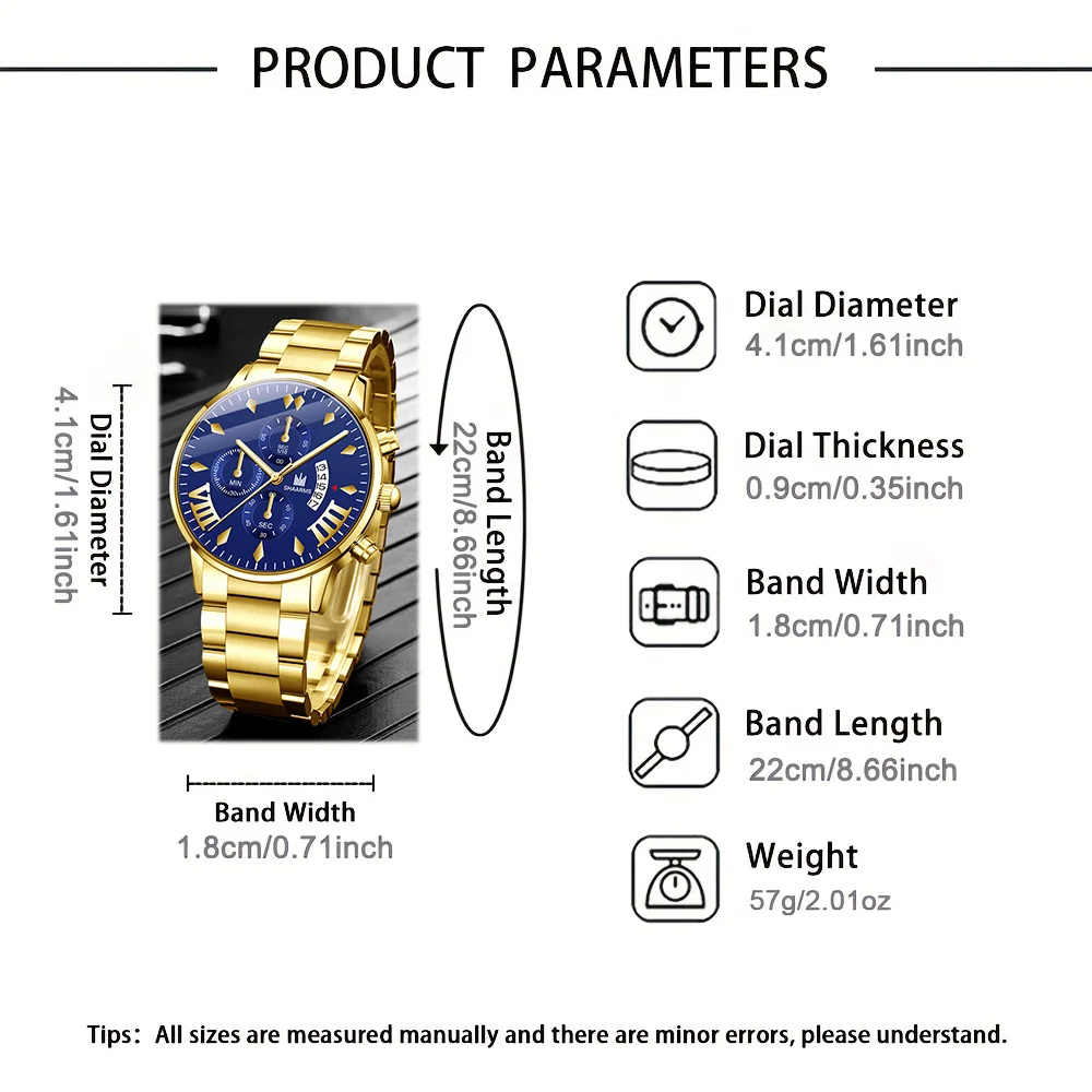 4pc men's fashionable quartz watch and versatile accessory set for daily wear as gifts for friends and family