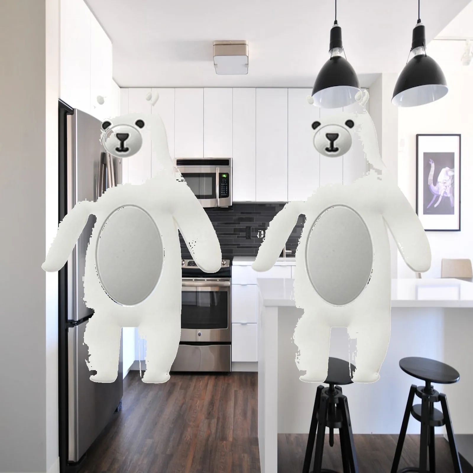 2x Animals Shaped Hooks Self Paste Multipurpose Bendable Cartoon Fridge Hooks Wall Mount for Door Bathroom Wall Office Decor