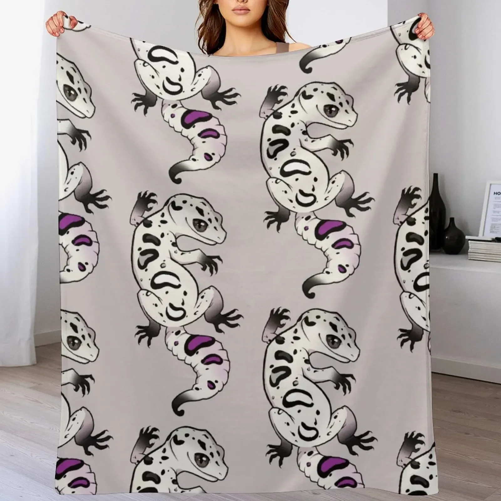 

Asexual Pride Leopard Gecko Throw Blanket Softest manga Designers Vintage Blankets
