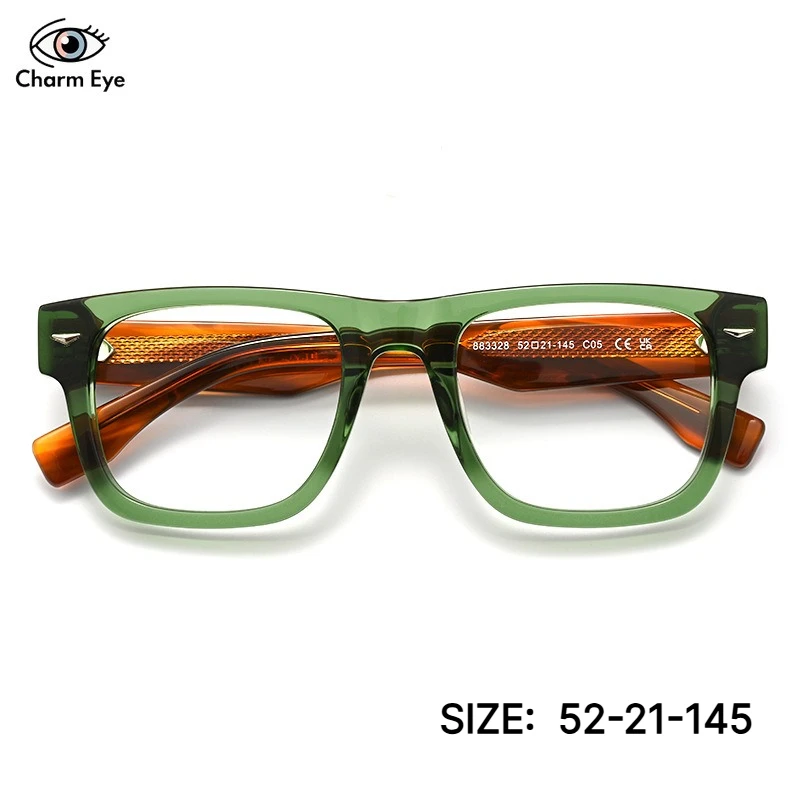 Thick Acetate Glasses for Men Fashion Patchwork Retro Square Frame 883328 Support Customized Myopia Prescription Eyeglass Women