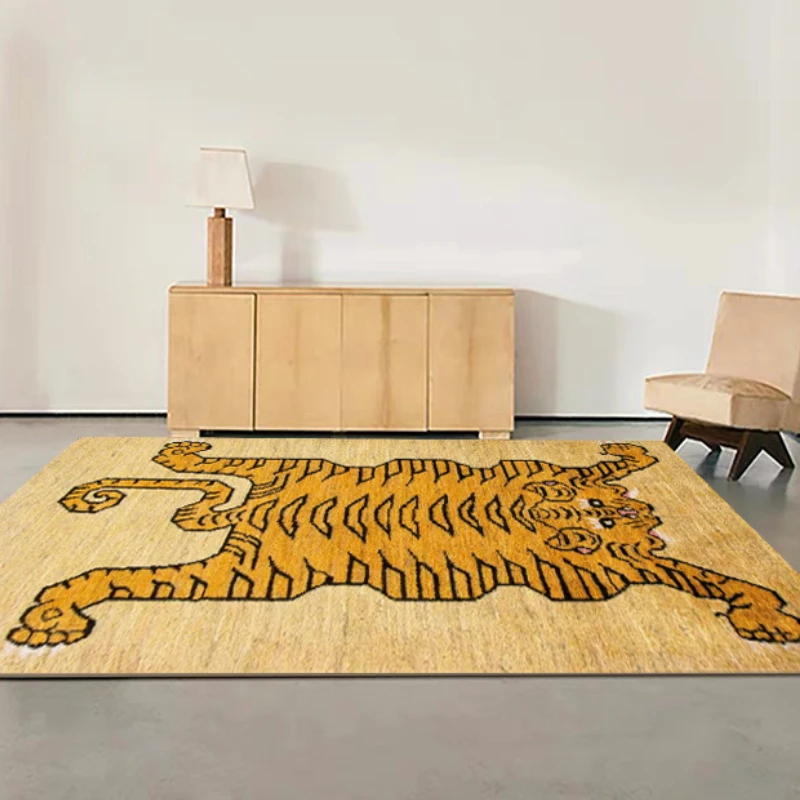 

Machine Washable Carpet for Living Room Creativity Abstract Tiger Home Decoration Mat Retro Animals Corridor Bedroom Rug Ковер