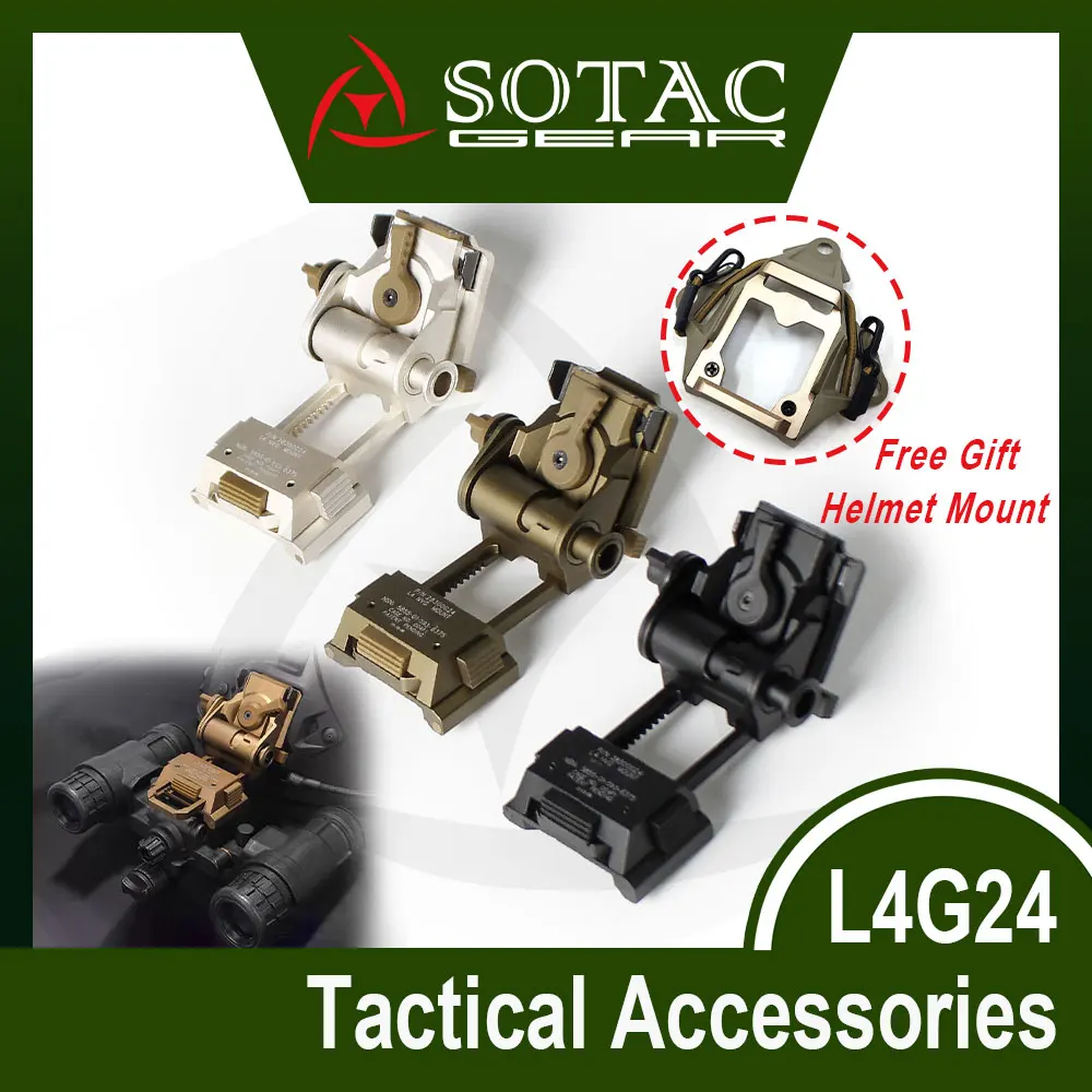 SOTAC Metal L4G24 NVG Mount Night Vision Goggles Arms Bridge Helmet Bracket Breakaway Base Adapters