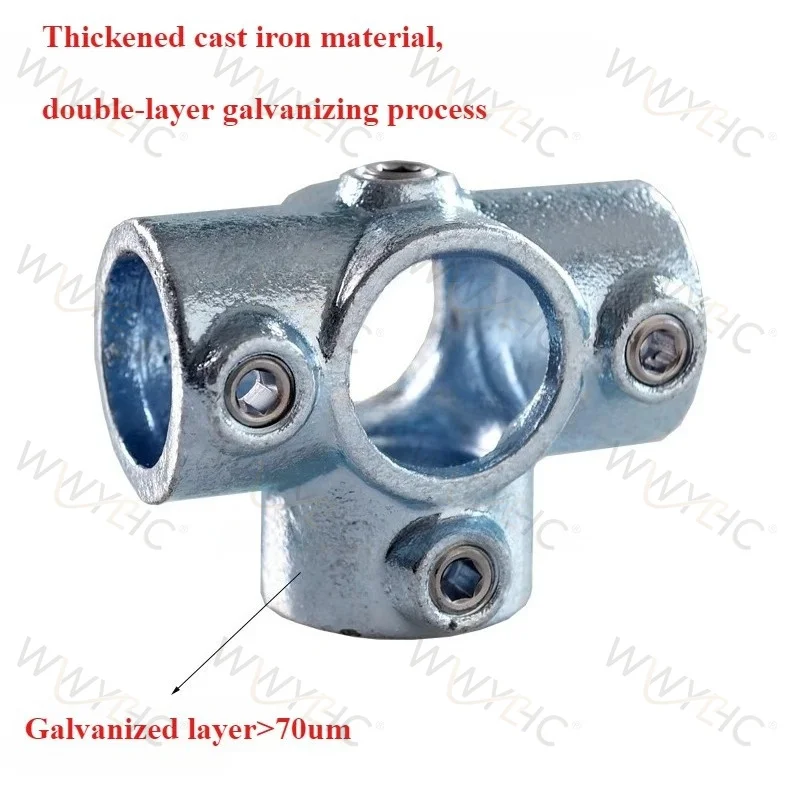 1PC 42mm 1.2in Galvanized Steel Round Pipe Connector No Weld Fixing Fitting