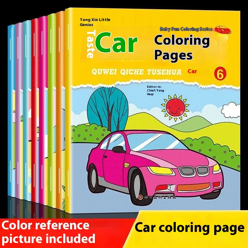 8 個の子供用ドロー ブック 2-3-6 歳の赤ちゃんの塗り絵幼稚園落書き塗り絵セット