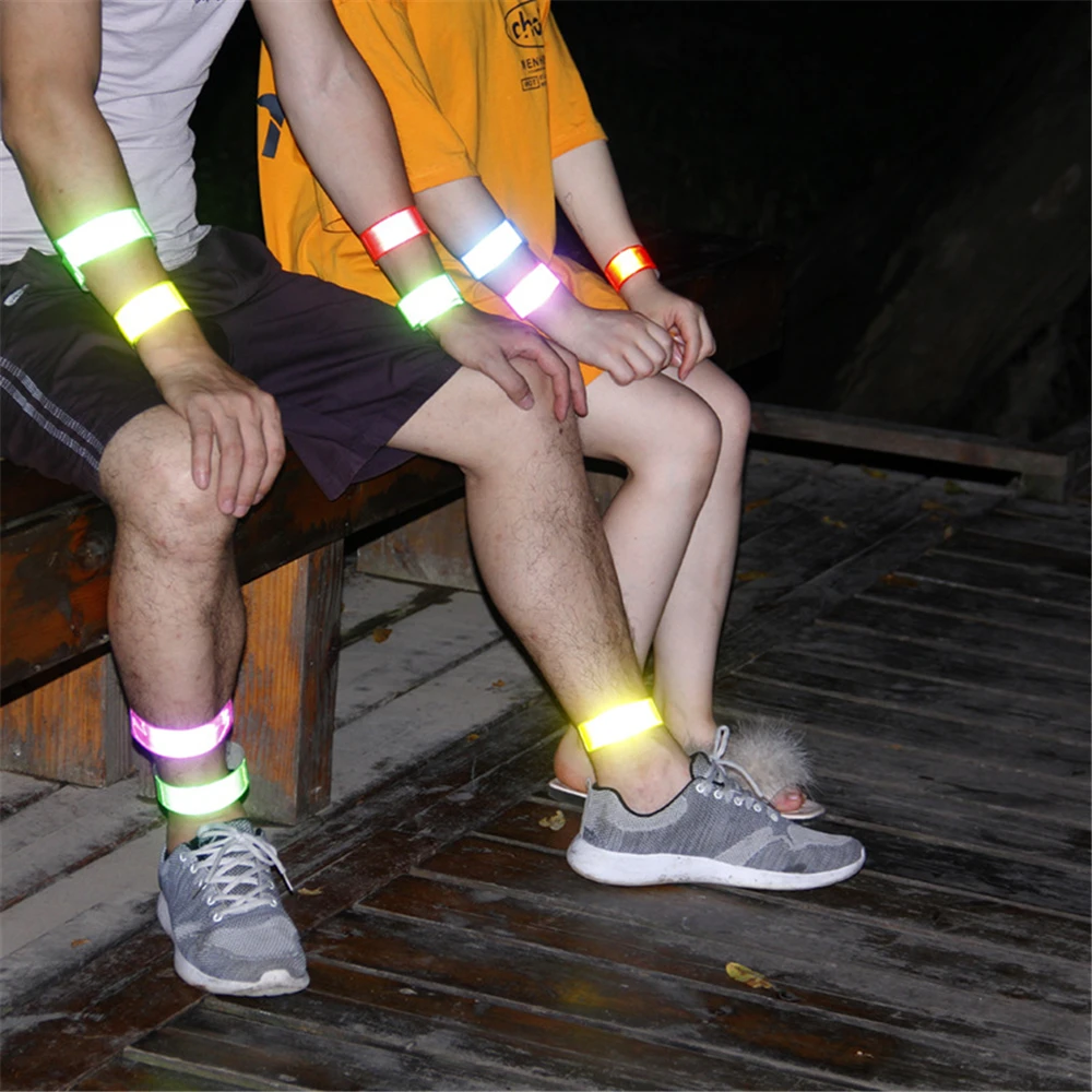 High Visibility Reflective Wristband Slap Band Bracelets Leg Straps for Man Woman Armband For Running Bicycle Sports Safety