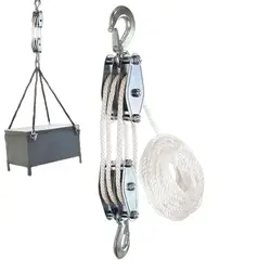 Block And Tackle Pulley System Rope Pulley Hoist With 6:1 Lifting Power 2200 Lbs Heavy Duty Pulley System 6:1 Lifting Power