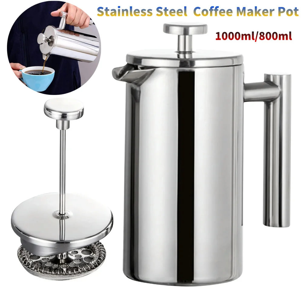 Practical Coffee Maker Stainless Steel Filter Tea Pot Espresso French Press Stainless Steel Coffee Teapot Coffee Brewing Pot