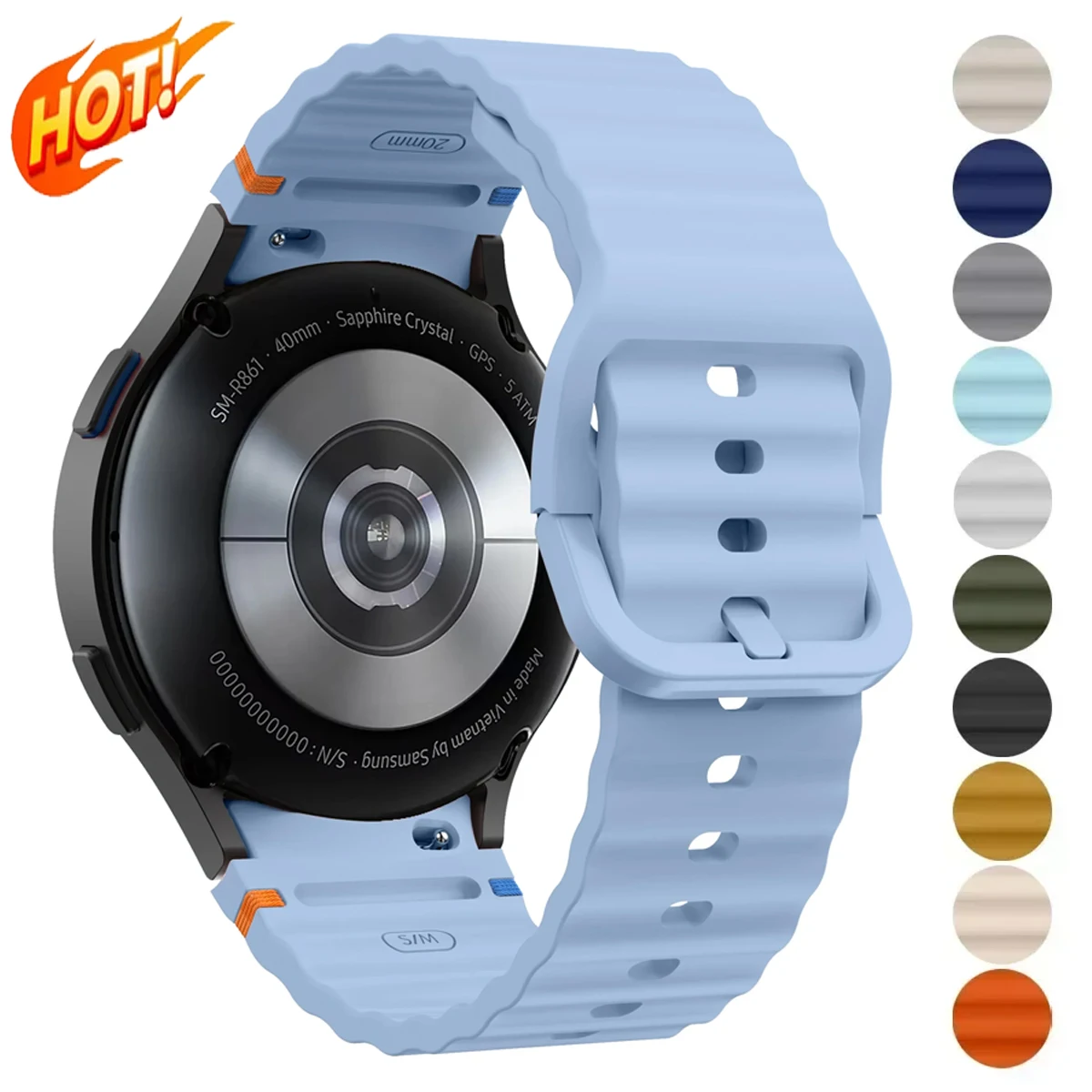 Pulseira de Silicone Original para Samsung Galaxy Watch 7 6 5 4 44mm 40mm 5Pro 45mm, Bracelete para Galaxy Watch 4 6 Classic 43mm 47mm