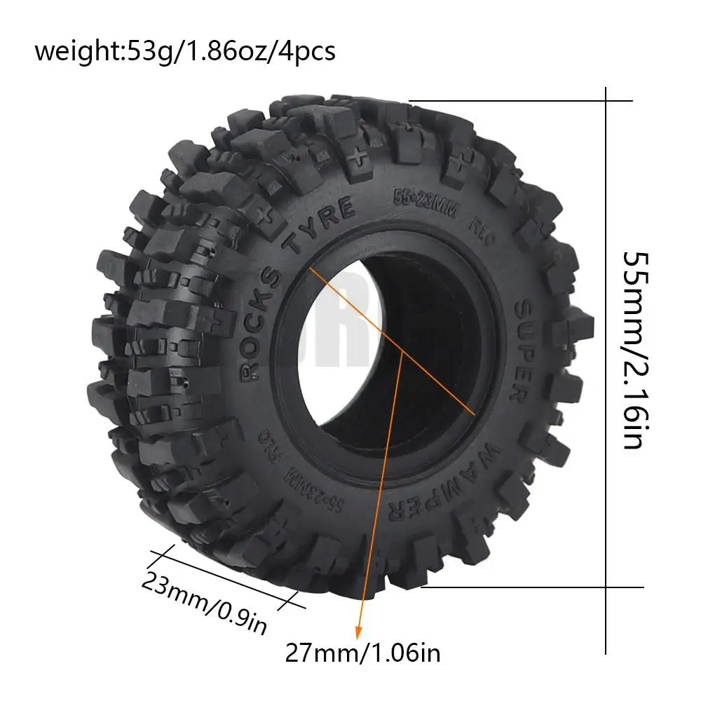 1-calowe gumki 1/24 Rc Crawler Truck Części samochodowe do Fms Fcx24 Ax24 Axial Scx24 Axi00001 Axi00006 Gladiator 1/18 Traxxas Trx4m