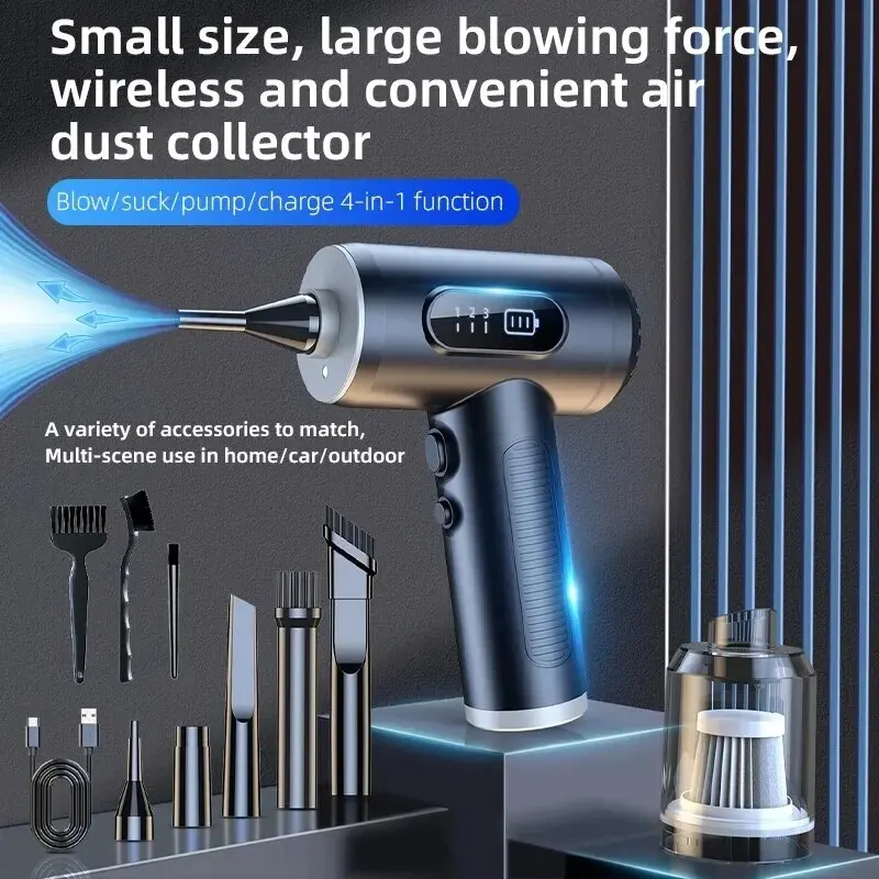 Dual Purpose Air Dust Collector50000 Rpm 3Speed Powerful Suction Wireless Handheld Cordless Car And Home Computer Vacuum Cleaner