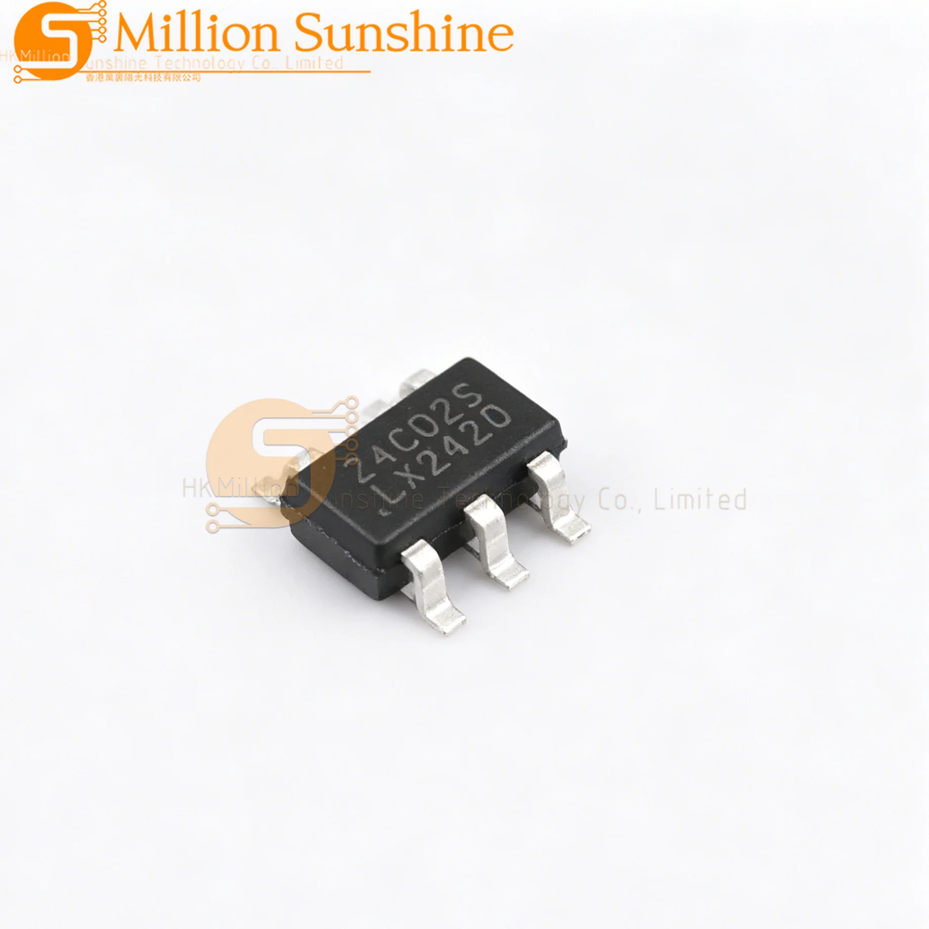 200PCS AT24C02 (LX) SOT-23-5 I2C 2Kbit 1MHz 24C02 EEPROM Memory Chip New Original