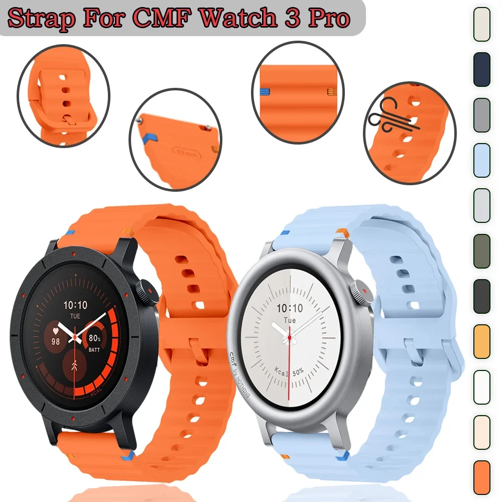 

Силиконовый ремешок 22 мм для CMF Watch 3 Pro, спортивные браслеты, браслет Correa для CMF Watch Pro 2, сменный ремешок для аксессуаров