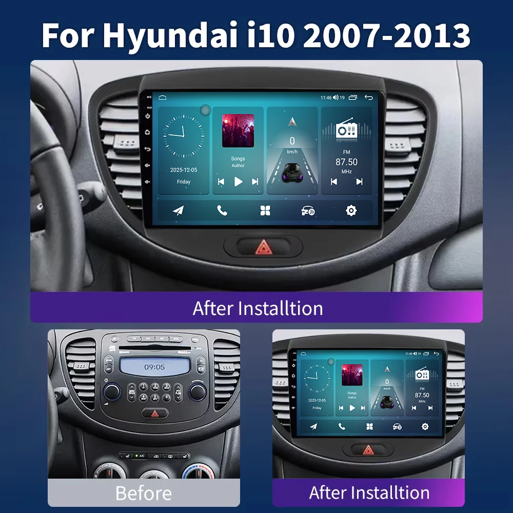 

2 Din Android 16 Car Radio For Hyundai i10 2007 -2013 Car Multimedia Player GPS Navigation Wireless Carplay Auto Autioradio