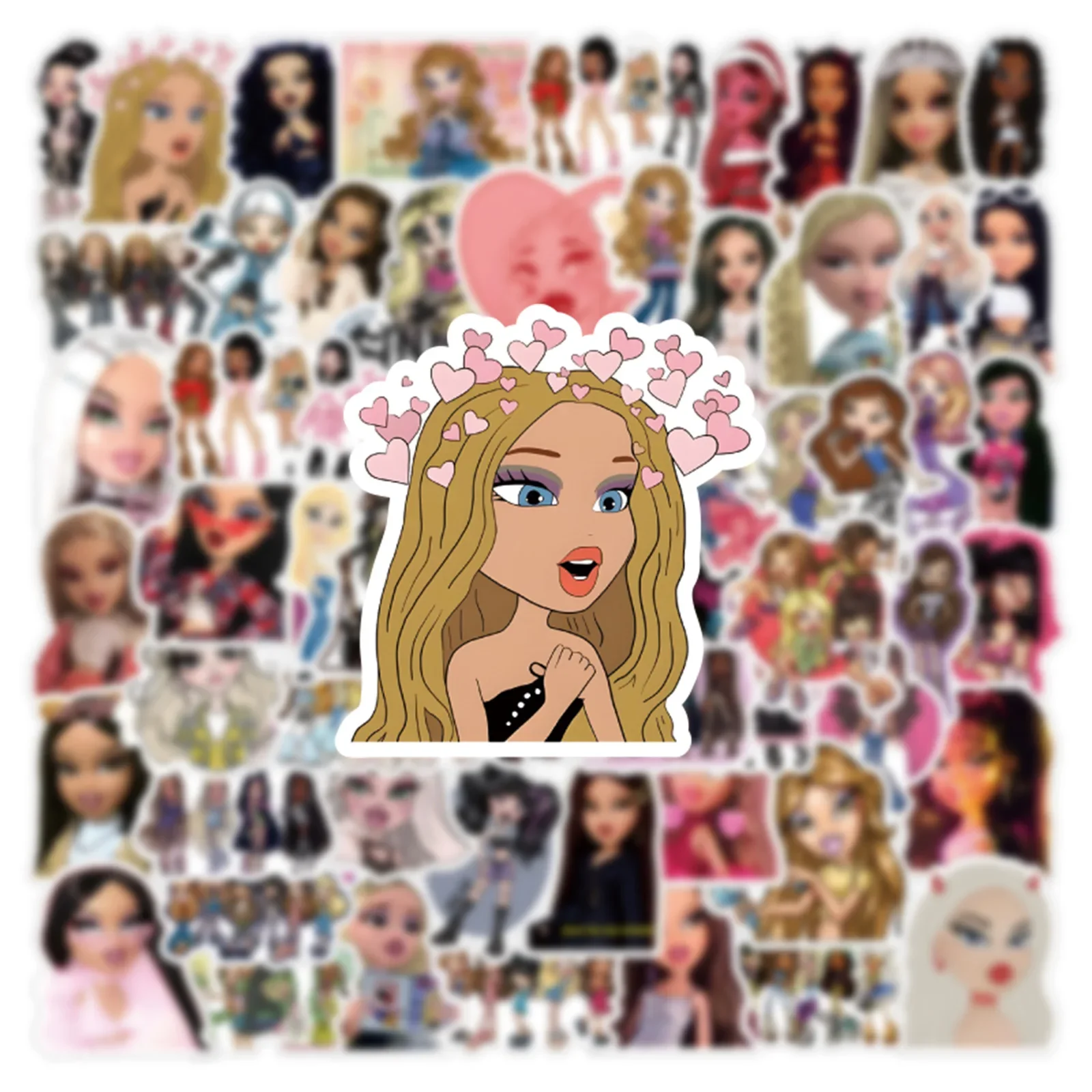 56/63pcs Cartoon Bratz Doll Graffiti DIY Phone Notebook Waterproof Sticker