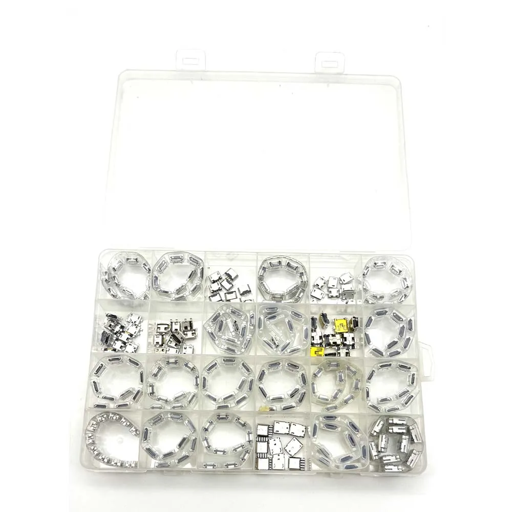 240 Teile/Satz 24 Modelle Micro Mini USB Typ B 5-Pin Buchse Rechtwinklig DIP Jack Stecker Plug-in Connector view 3