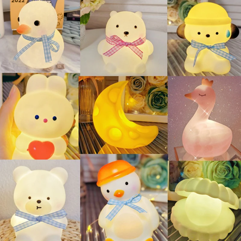 

Night Light Bedroom Decor Lights Moonlight Cartoon Animal Lamps Children Gift Decorative Lamp Touch Lamp For Bedroom Girls Boys