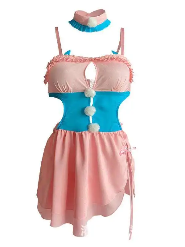 Mini robe rose douce, mode coréenne, hauts pour femmes, Sexy, mignon, doux, robes de demoiselle d'honneur, uniforme de maison, robe élégante, nouveau haut FTS7, 2024