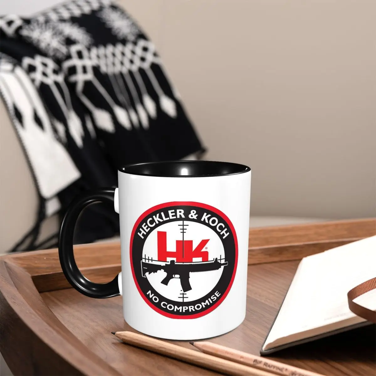Heckler Koch Hk Logo-Tasse, lustige Keramik-Kaffeetassen, Teebecher, Milchbecher, Trinkgeschirr, Geschenke für Freunde