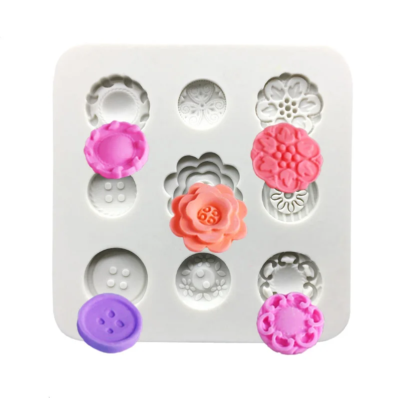 Buttons 100% Platinum Silicone Sugarcraft Mold, Fondant Cake Decorating Tools Bakeware
