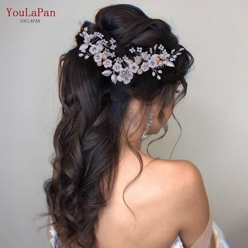 

YouLaPan Flower Wedding Hair Comb Crystal Hair Accessories Bridal Side Combs Headpiece for Party Headwear Girl Headdress HP337