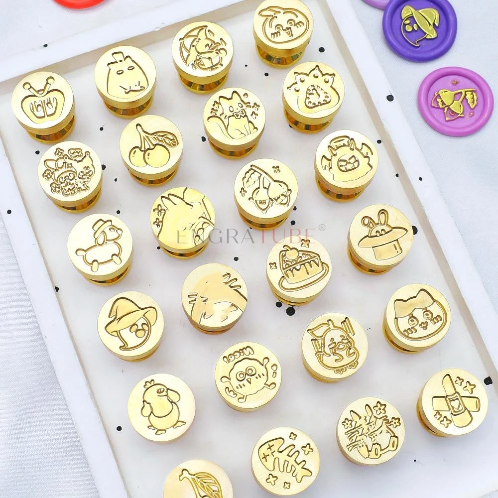 15mm Mini Sealing Wax Stamp Little Cute Anime Animals Dog Kitten Duck Bunny Acorn DIY Envelope Card Wedding Gift Scrapbooking