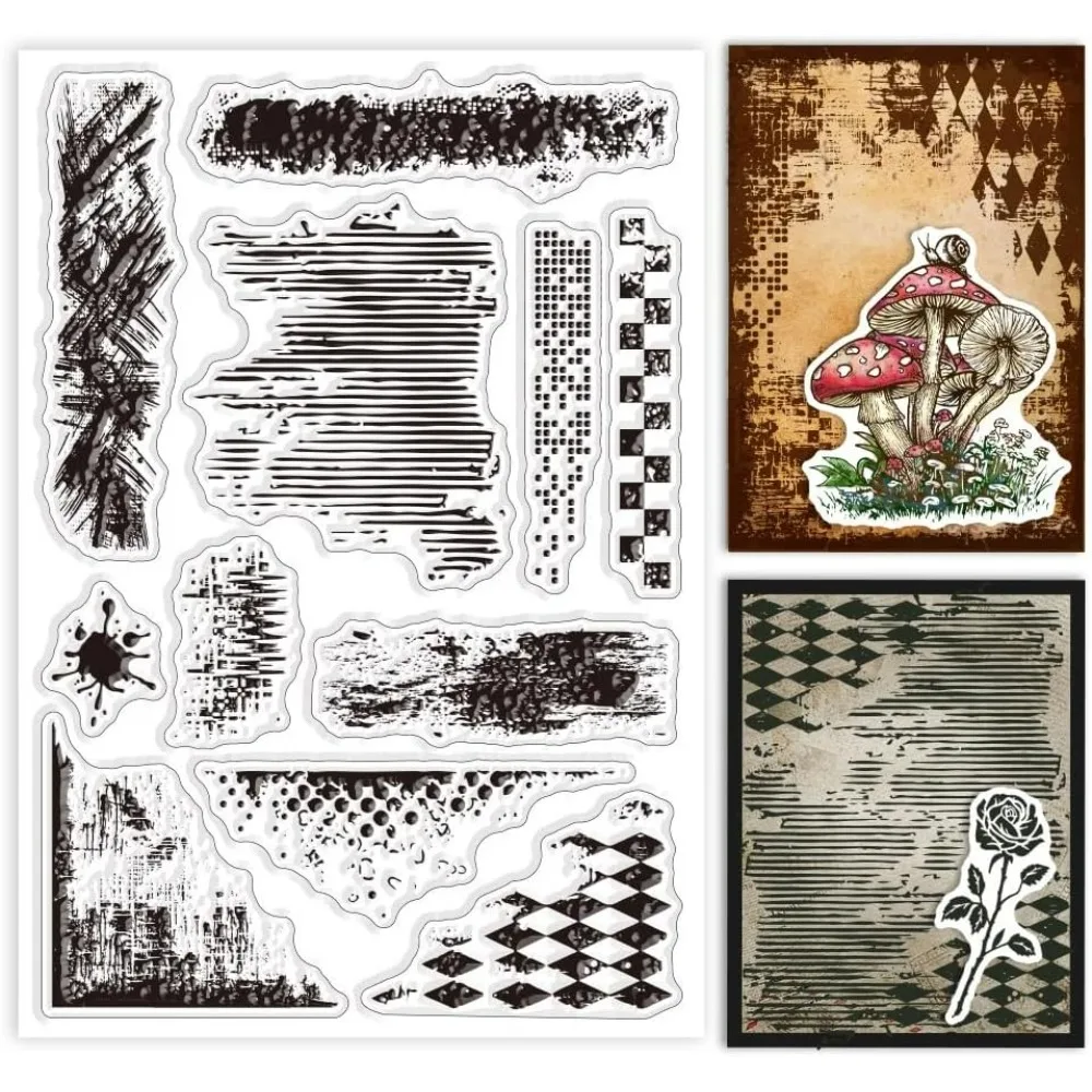 Vintage Texture Background Clear Stamps for Cards Making Retro Mark Background Silicone Clear Stamp Seals Transparent Stamps