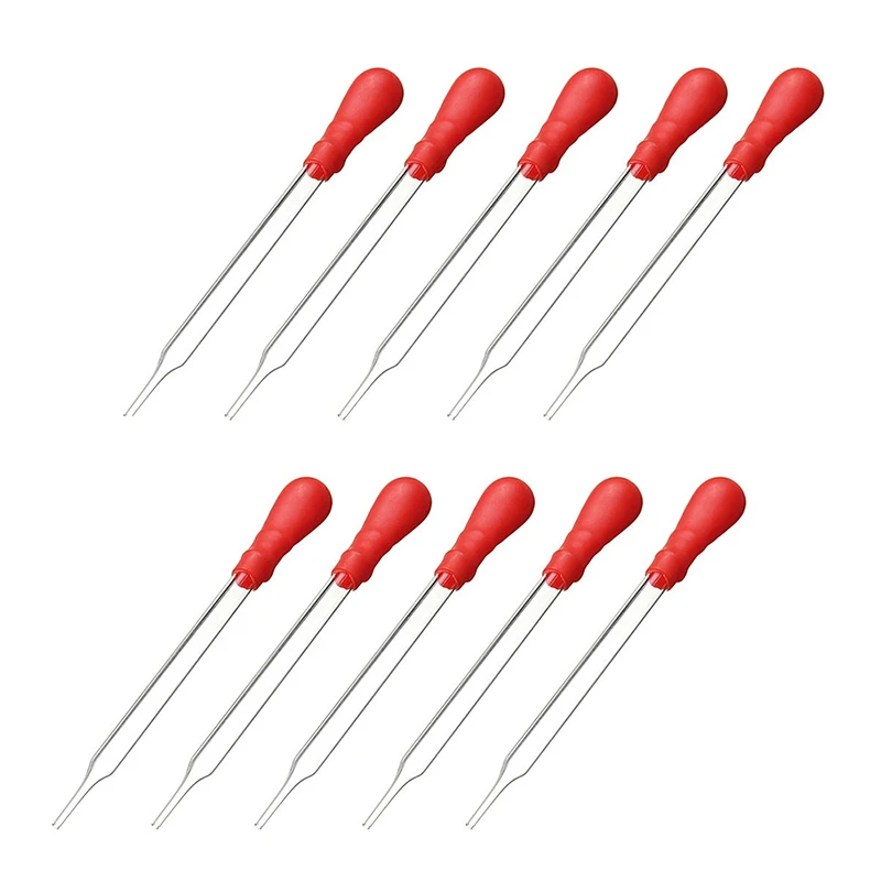 10Pcs 10ml 12cm Glass Pipette Medicine Laboratory Dropper Red Rubber Head Pipet Dispensing