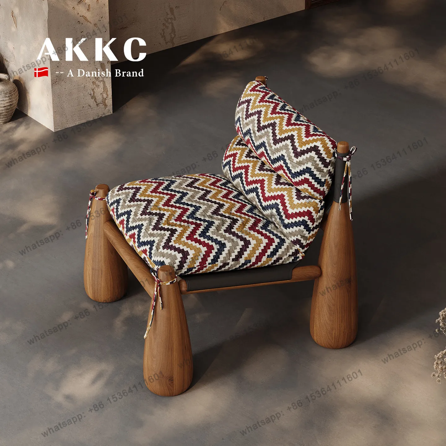 Nordic style baseball chair, American medieval style living room, solid wood designer art lounge chair