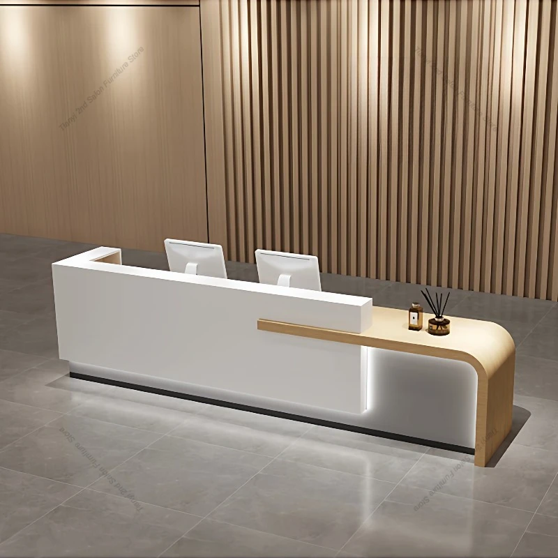 

French High-end Company Reception Desk Modern Design Consulting Store Cashier Desk Commercial Furniture Balcao Recepção FYRD