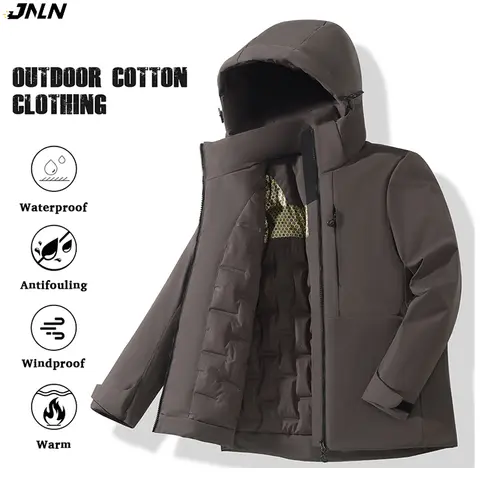 JNLN Unisex Waterproof Fleece Jackets Winter Windproof Thermal Windbreaker Men Women Hiking Camping Skiing Climbing Raincoat