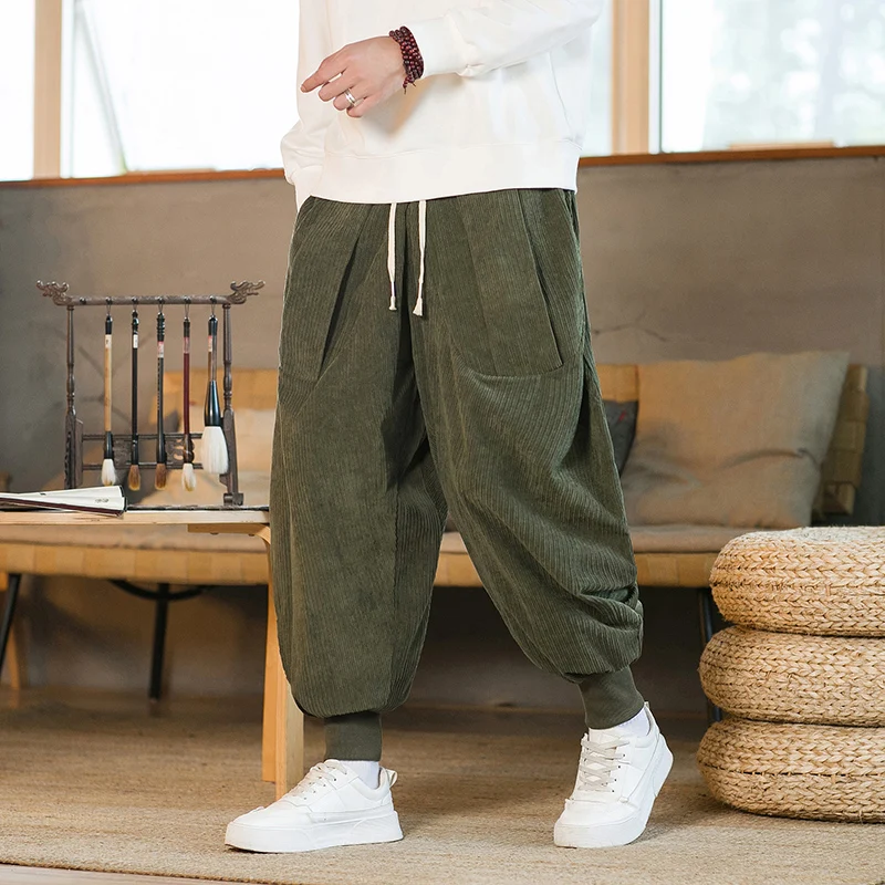 2023 Männer Winter einfarbige Cordhose Mode dicke übergroße Harem Jogging hose Frauen warme lässige lose Schritt Hip-Hop-Hose