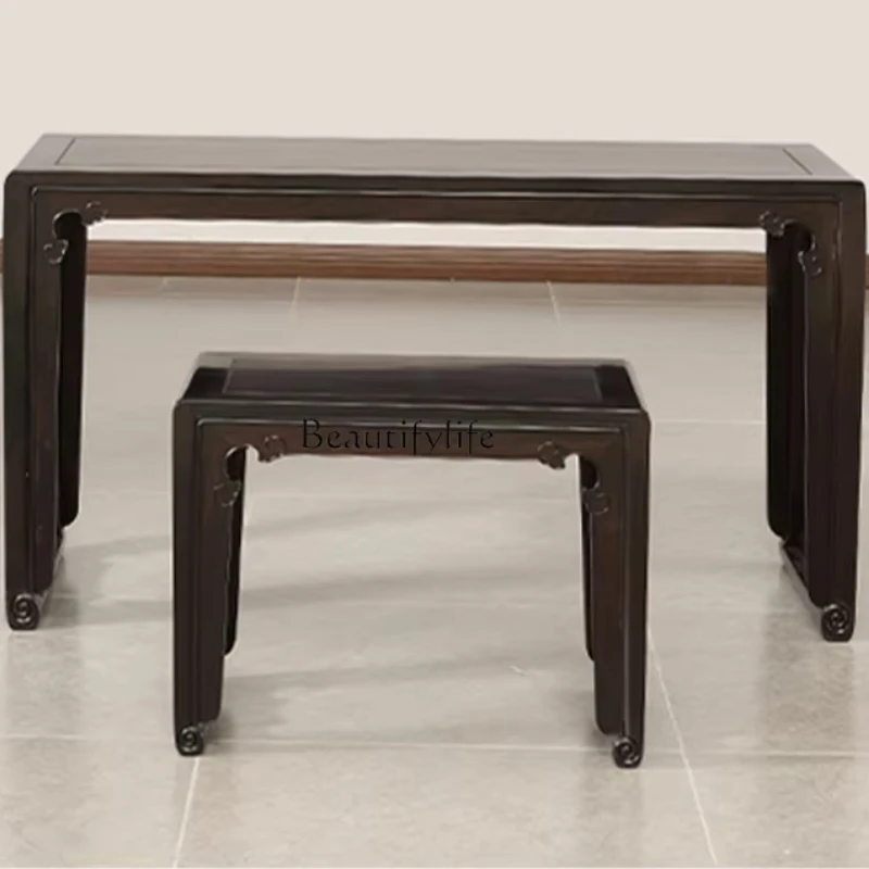 

**Mahogany furniture, red sandalwood guqin table, Ming classical solid wood piano stool, two-piece set, Chinese antique