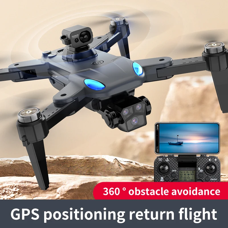 EBOYU S167 Three Camera WiFi FPV RC Drone w/ ESC HD 3 Lens 360° Obstacle Avoidance Optical Flow Positioning Brushless Motor Toys