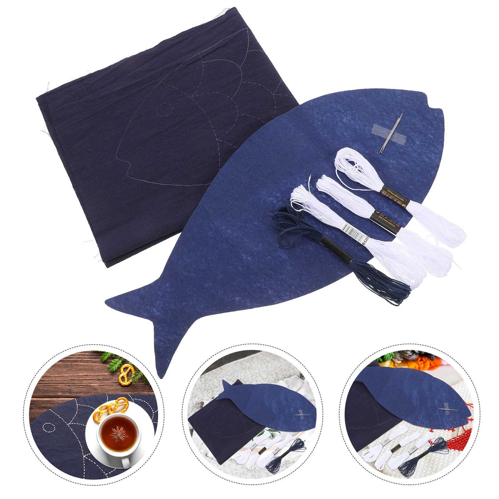 

Beginner Sashiko Kit DIY Embroidered Tea Mats Authentic Japanese Patterns Easy Instructions Sashiko Kit for Beginner