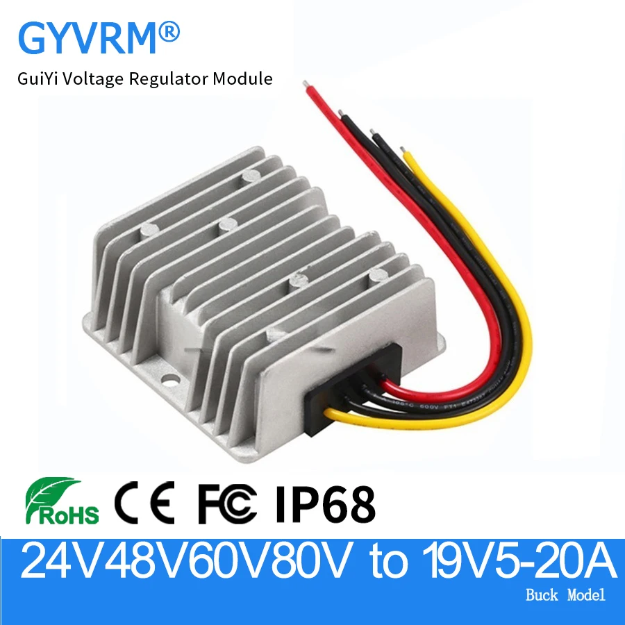 

GYVRM DC Power Converter 12V 24V 36V 48V 60V 72V 80V to 19V 5A 10A 20A30A DC Car Mounted Laptop Power Step-down Module