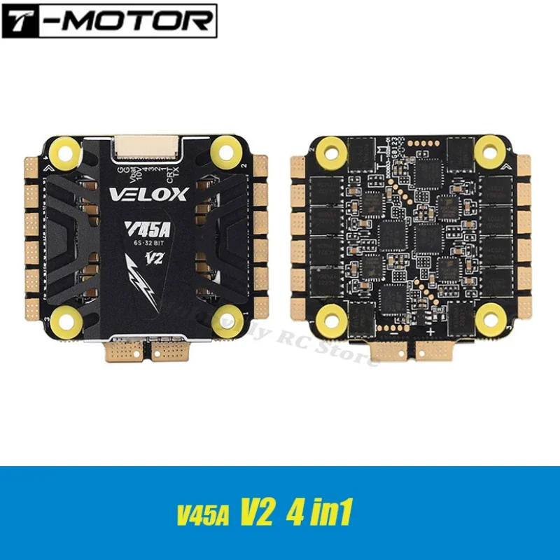 

T-Motor VELOX PACER V45A V2 4in1 ESC 3-6S Lipo 32BIT With 10V/2A BEC Speed Controller 30.5x30.5mm for FPV RC Racing Drone