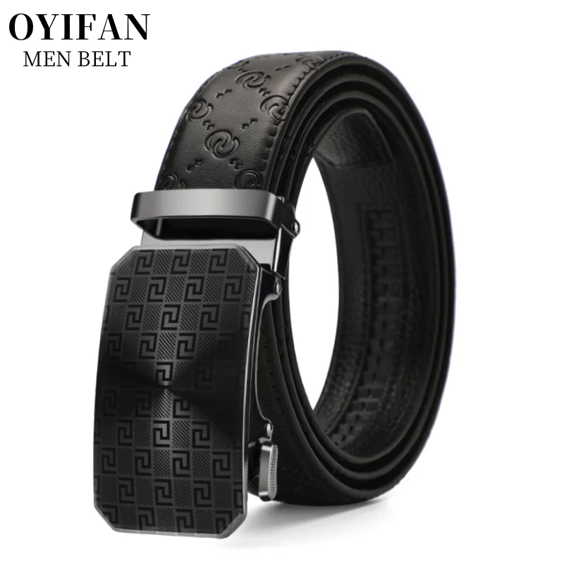 OYIFAN Fashion Men's Designer Belt, Automatic Genuine Leather Belt, High Quality Leather Belt for Men
