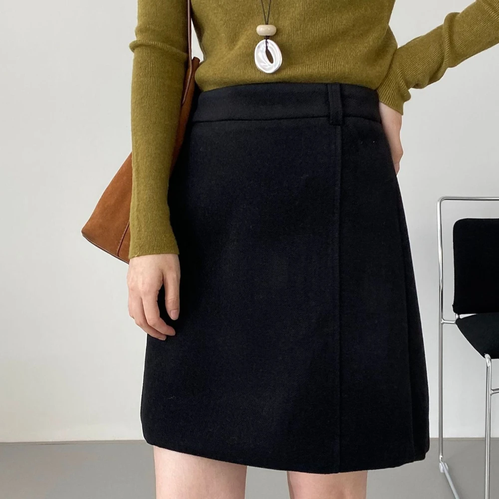 Twotwinstyle sólido emendado dobras saia coreana feminina cintura alta solta vintage minimalista saias curtas femininas outono nova moda