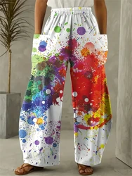 New Women's Wide-legged Pants Exquisite Fun Graffiti Printing Pants Fashion Street Shooting Spring And Fall Pants With Pockets
