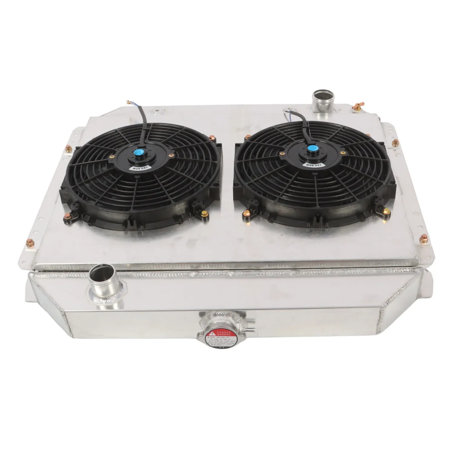 4-Line radiator + hood fan for 1966-1979 Mustang Truck F100 F150 F250 F350 V8-