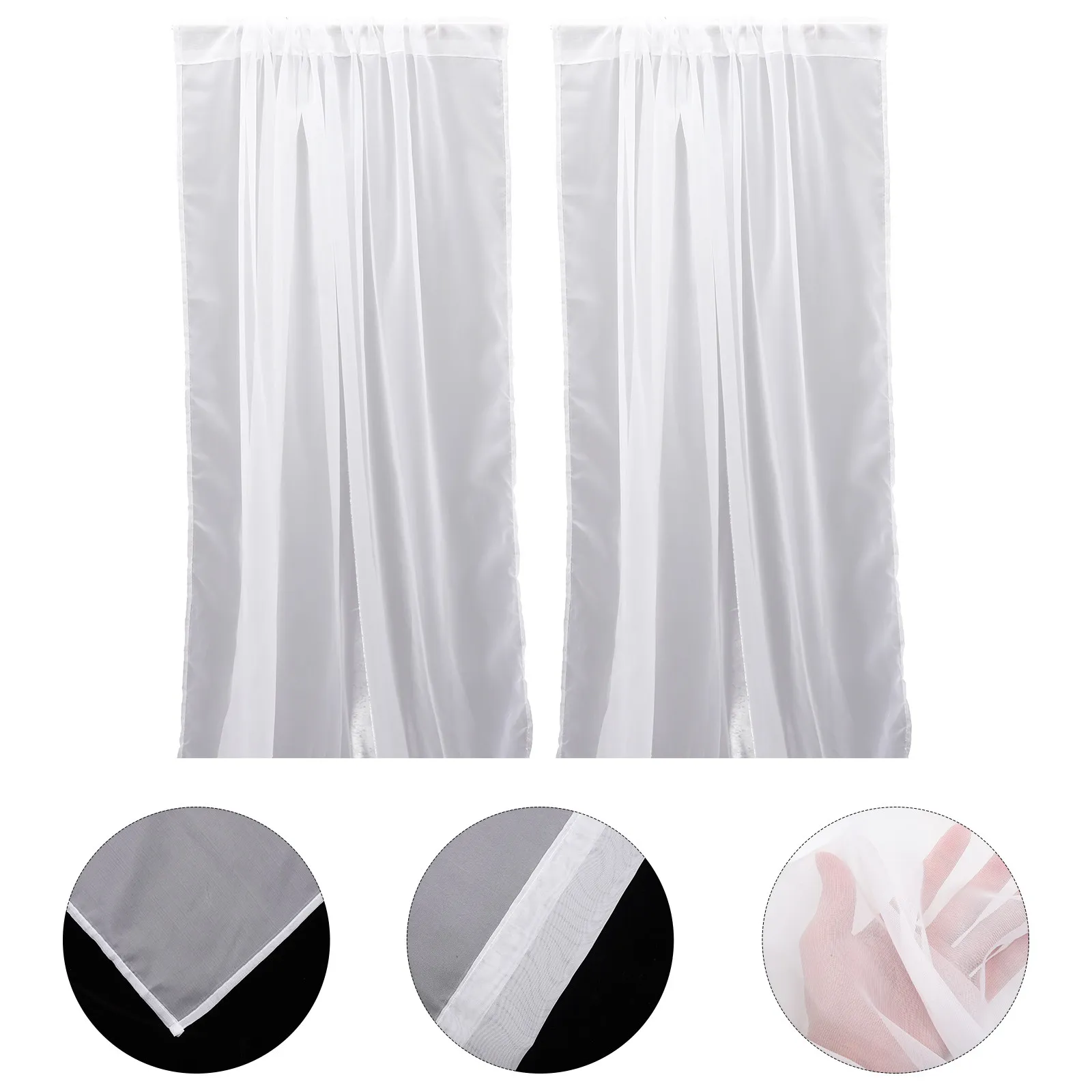 2Pcs Elegant Sheer Voile Window Curtains for Bedroom Living Room Balcony Door Decoration Privacy Light Filtering Home Decor