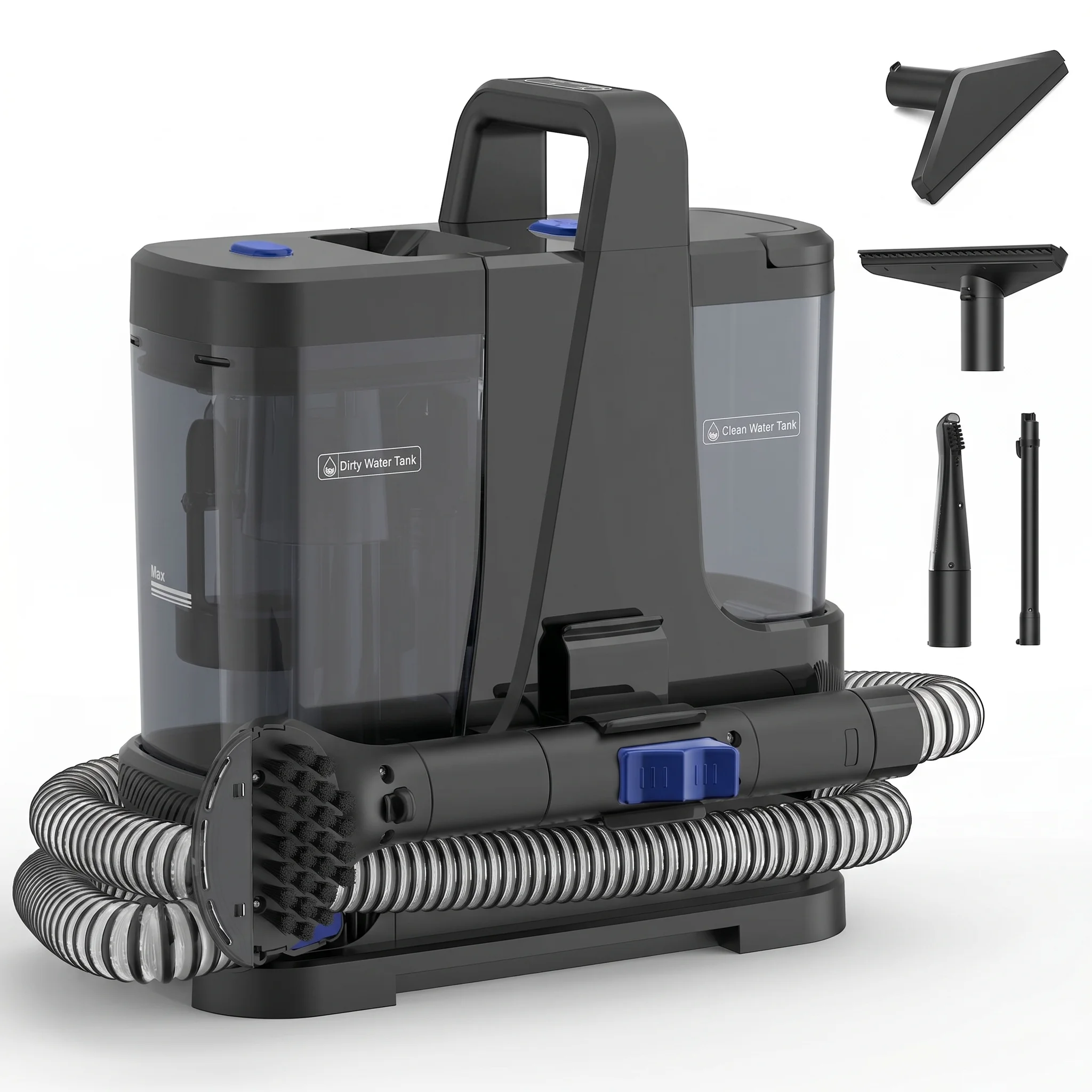 Nettoyeur de tapis Lubluelu V9 100 ° Nettoyeur vapeur C : Élimine 99,9 % des germes et des acariens, l'eau chaude élimine les taches tenaces, nettoie les tapis, les canapés, les matelas, 15000 Pa, fonctions de pulvérisation, de brossage et d'aspiration