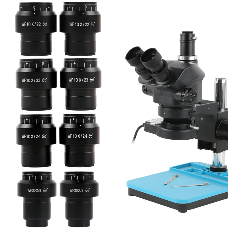 2pcs WF10X/22 WF10X/23 WF10X/24 30mm Adjustable 10X Glass Eyepiece Lens Eye Lens For Stereo Microscope Biological Microscopy