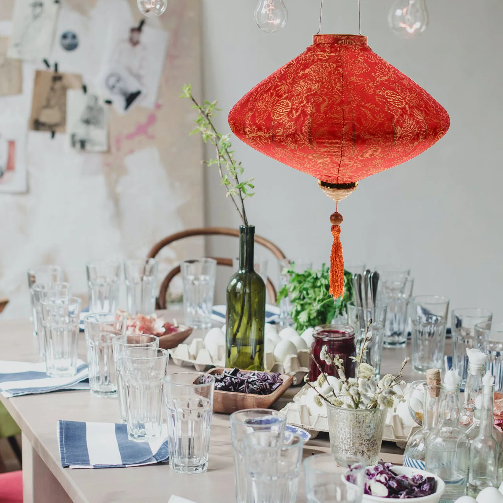 Vietnamese Lantern Decorative Hanging Lanterns Triangle Waterproof Outdoor Indoor Festival Party Wedding nament Cloth